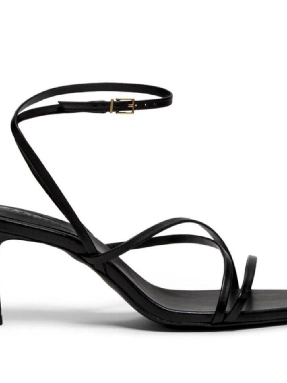 Schultz Black Leather Strappy Heels